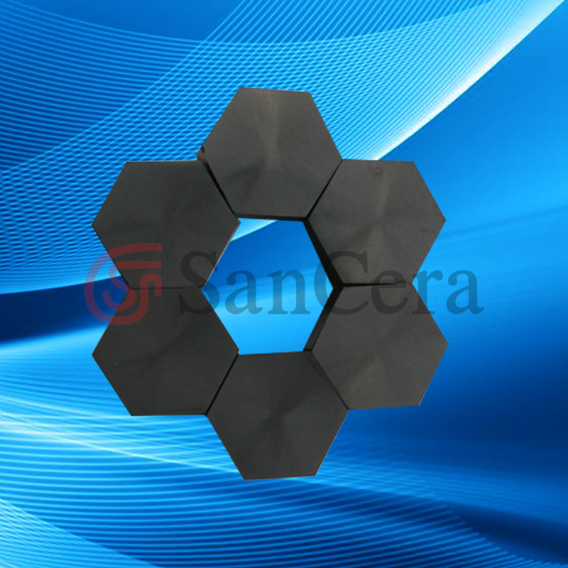 Bulletproof hexagon B4C boron carbide ceramic tile side to side 20mm